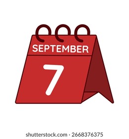 Septiembre 7 Vector de calendario de escritorio sobre fondo blanco
Vector rojo Calendario plano icono