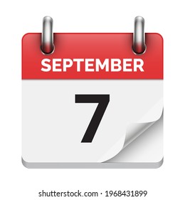 September 7 flat daily realistic calendar icon date vector image