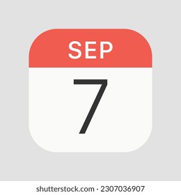 September 7 icon isolated on background. Calendar symbol modern, simple, vector, icon for website design, mobile app, ui. Vector Illustration