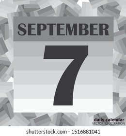 September 7 icon. For planning important day. Banner for holidays and special days. Illustration in black and white colors.