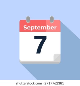 September 7 Vector Calendar
Modern flat color vector calendar with date