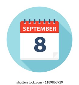 September 8 - Calendar Icon - Vector Illustration