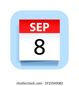 September 8. Calendar Icon. Vector Illustration.