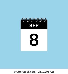 Recordatorio del calendario del 8 de septiembre. 8 de septiembre Fecha Mes Calendario icono de diseño Plantilla.