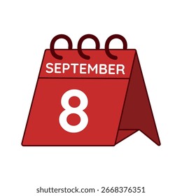 september 8 desk calendar vector on white background
Vector red calendar flat icon
