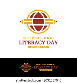 September 8, International Literacy Day Logo Design Template. Vector illustration