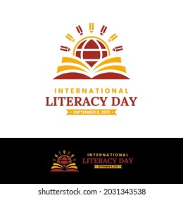 September 8, International Literacy Day Logo Design Template. Vector illustration