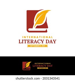 September 8, International Literacy Day Logo Design Template. Vector illustration