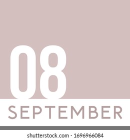 September 8th Minimal Calendar Neutral Color. Vector illustration