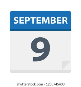 September 9 - Calendar Icon - Vector Illustration