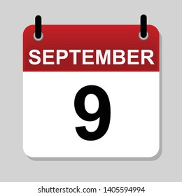 September 9 , calendar icon vector illustration 