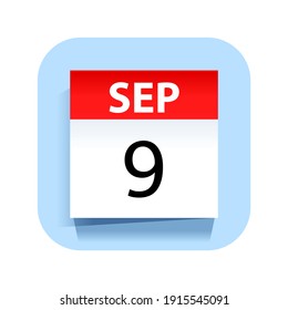 September 9. Calendar Icon. Vector Illustration.