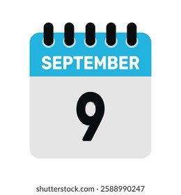 september 9 calendar icon Vector page month design illustration