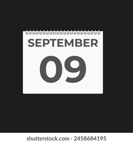 September  9 calendar reminder. 9 September  daily calendar icon template. Calendar 9 September  icon Design template. Vector illustration
