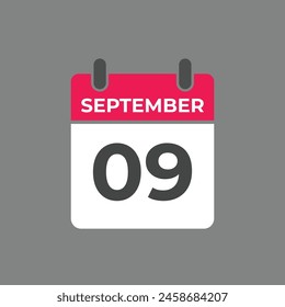 September  9 calendar reminder. 9 September  daily calendar icon template. Calendar 9 September  icon Design template. Vector illustration
