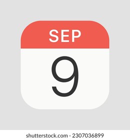September 9 icon isolated on background. Calendar symbol modern, simple, vector, icon for website design, mobile app, ui. Vector Illustration