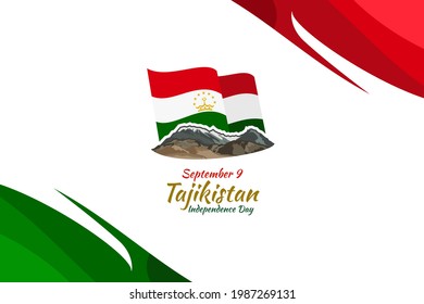 September 9, Independence Day of Tajikistan vector illustration. Suitable for greeting card, poster and banner.