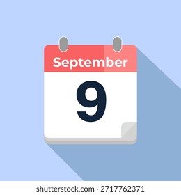 9. September: Vektorkalender
Moderner flacher Farbvektorkalender mit Datum