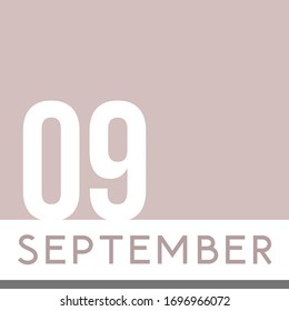 September 9th Minimal Calendar Neutral Color. Vector illustration
