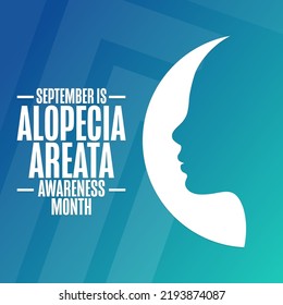 September is Alopecia Areata Awareness Month. Holiday concept. Template for background, banner, card, poster with text inscription. Vector EPS10 illustration