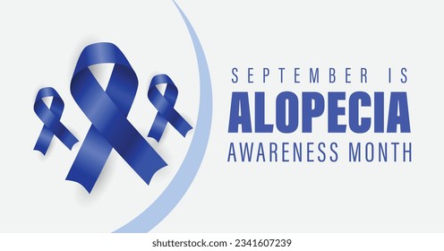 September is Alopecia Awareness Month banner. Alopecia Areata an autoimmune hairloss condition. Vector poster for social media and web.