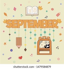 September. Back to school. Vector Illustration. 