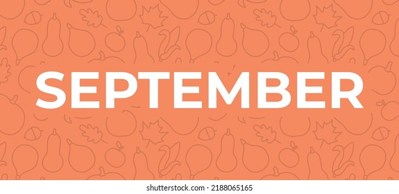 september banner with autumn related icon pattern - vector illustration