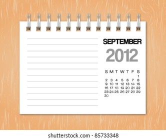 September calendar 2012 on wood background