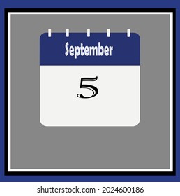 September calendar. Blue, white, gray colors. Bluish vector.