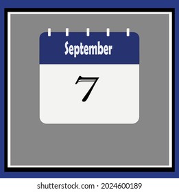 September calendar. Blue, white, gray colors. Bluish vector.