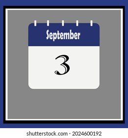 September calendar. Blue, white, gray colors. Bluish vector.