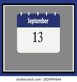 September calendar. Blue, white, gray colors. Bluish vector.