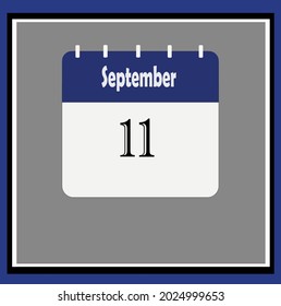 September calendar. Blue, white, gray colors. Bluish vector.