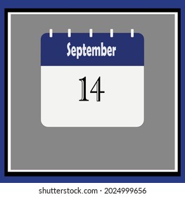September calendar. Blue, white, gray colors. Bluish vector.