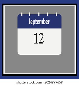 September calendar. Blue, white, gray colors. Bluish vector.