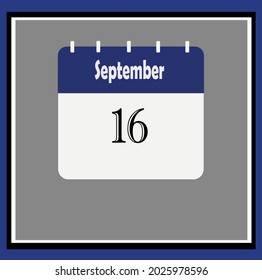 September calendar. Blue, white, gray colors. Bluish vector.