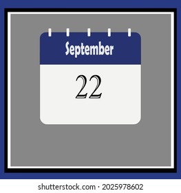 September calendar. Blue, white, gray colors. Bluish vector.