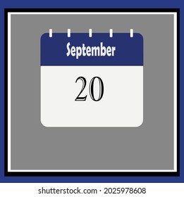 September calendar. Blue, white, gray colors. Bluish vector.