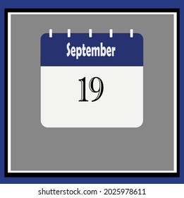September calendar. Blue, white, gray colors. Bluish vector.