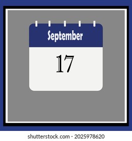 September calendar. Blue, white, gray colors. Bluish vector.