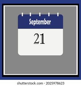 September calendar. Blue, white, gray colors. Bluish vector.