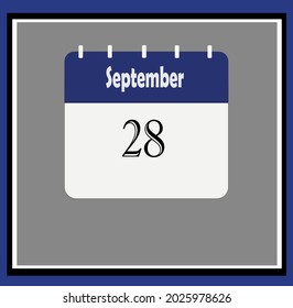 September calendar. Blue, white, gray colors. Bluish vector.