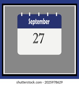 September calendar. Blue, white, gray colors. Bluish vector.