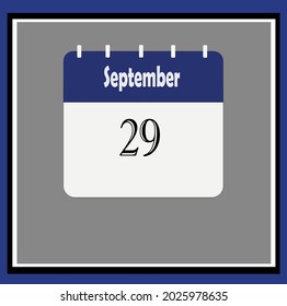 September calendar. Blue, white, gray colors. Bluish vector.