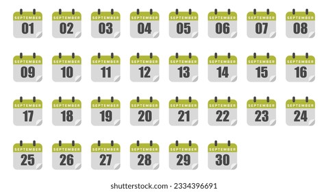 September Calendar flat graphics red