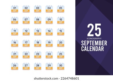 September Calendar Flat icon pack. vector illustration.