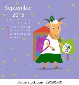 September calendar goat vector graphic illustration design