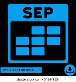 September Calendar Grid icon. Vector EPS illustration style is flat iconic symbol, blue color.