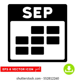September Calendar Grid icon. Vector EPS illustration style is flat iconic symbol, black color.
