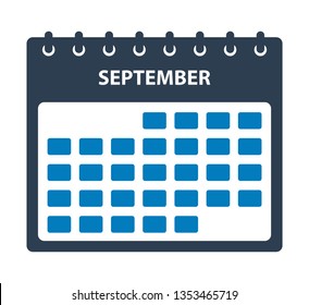 September Calendar Icon. Flat style vector EPS.